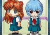 Rei Ayanami and Asuka Longley gif
